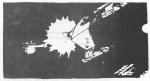 Drawing of a Klingon vessel being blasted at the narrow "neck"