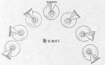 7 Idic symbols in an arc, rotating as if flying through the air