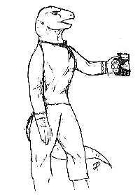 A Schillian holding a drink.