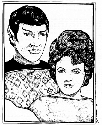 Spock standing behind Amanda.