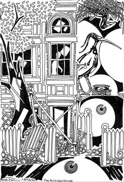 The Suicide House b/w drawing by Will Jacques