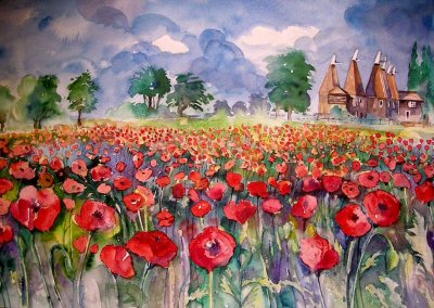 Kent Poppy Field painting by Curtis Tappenden